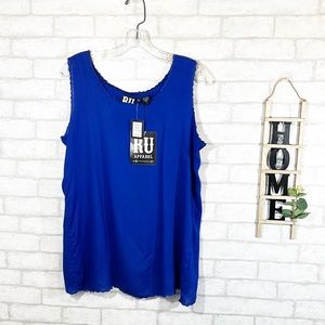 RU apparel blue split back sleeveless top size medium